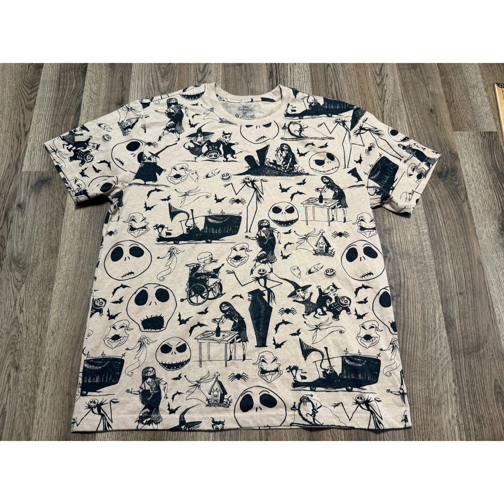 The Nightmare Before Christmas Shirt Men's Large Brown Black The Burton's